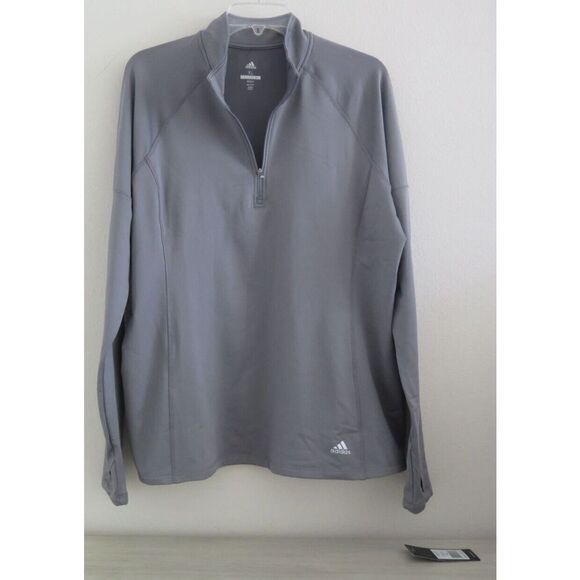 adidas ADVW0020 Women's Sz XL Gray 230G Fleece 1/4 Zip Fleece L/S Pullover - Picture 2 of 8